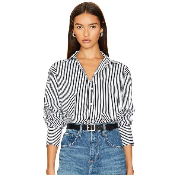 Frame the oversized shirt blanc multi‎ button down size Large NEW $338 #LWSH2879 - Picture 1 of 7